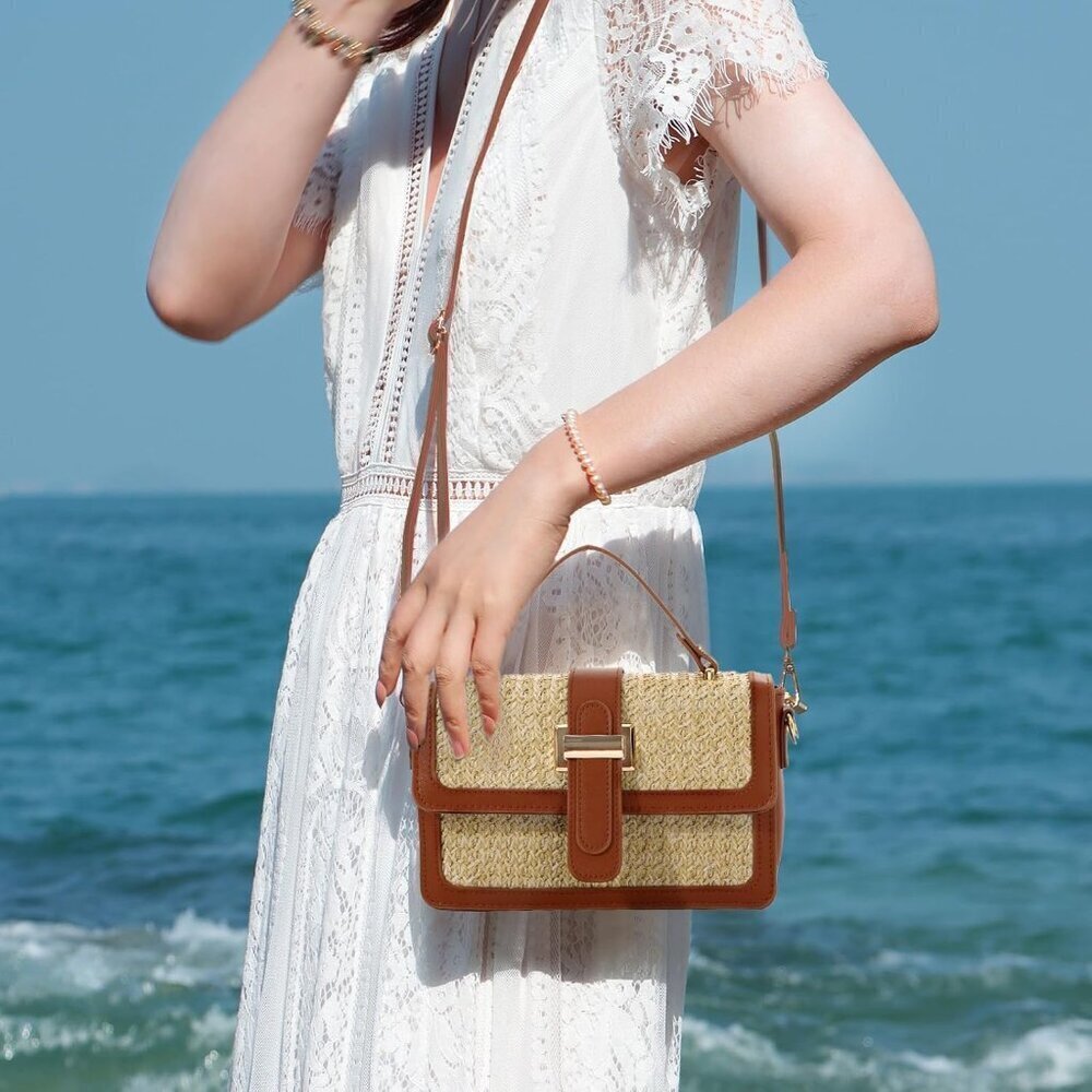 Straw Crossbody Bag Women Raffia Woven Summer Beach Handbag Shoulder Clutch - Picture 2 of 7